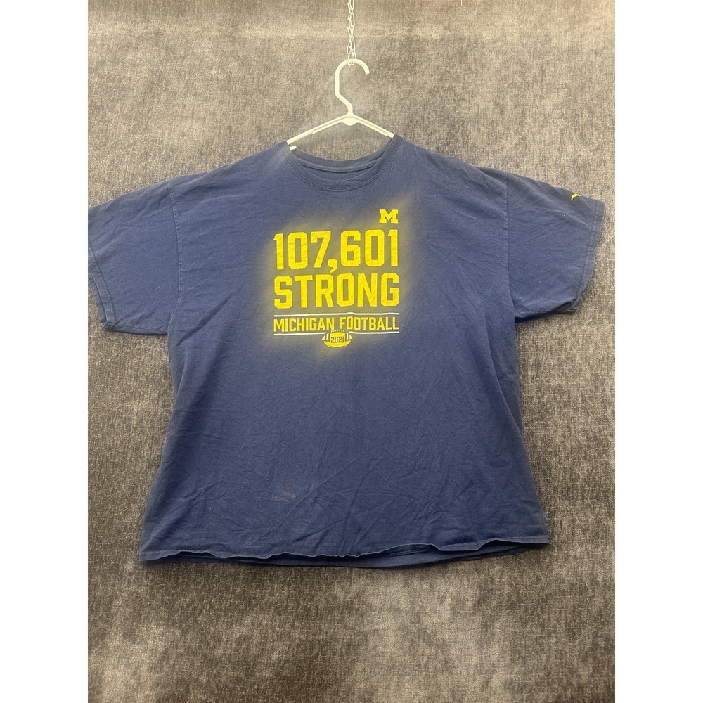 Michigan Wolverines T‎ Shirt Mens 2XL Navy Blue Valiant Football NCAA Graphic